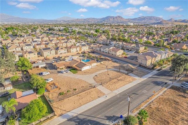 bird's eye view with a mountain view