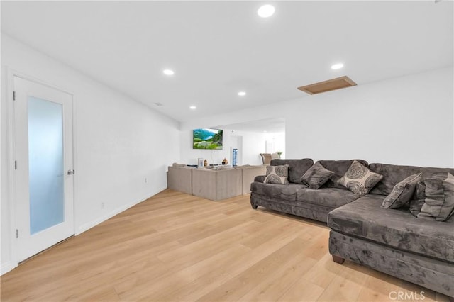 living room with light wood-type flooring