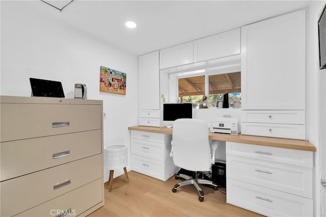 office space featuring light wood-type flooring