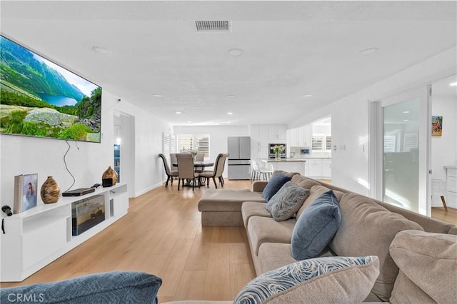 living room featuring light wood-type flooring