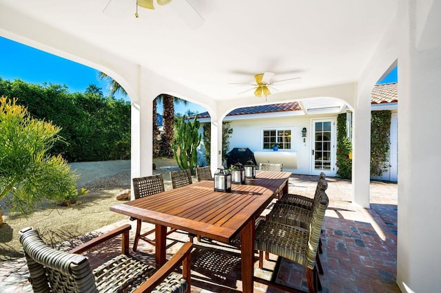 view of patio / terrace featuring ceiling fan and area for grilling