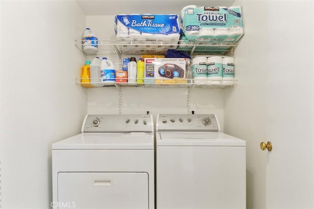 laundry room featuring washer and dryer