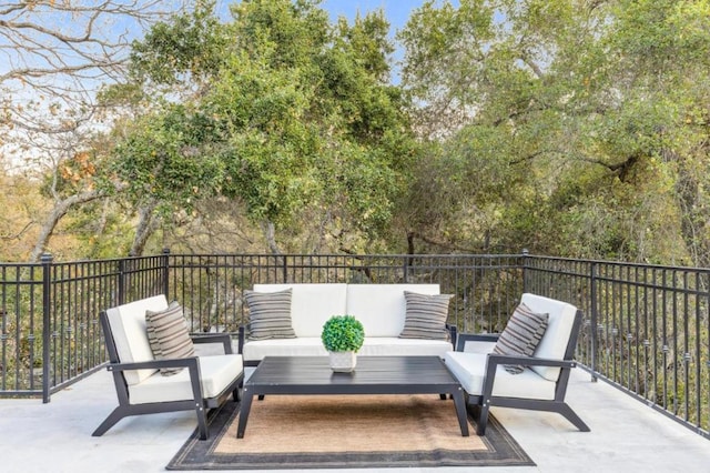 view of patio featuring an outdoor living space