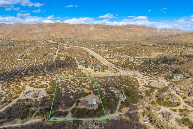 birds eye view of property featuring a mountain view