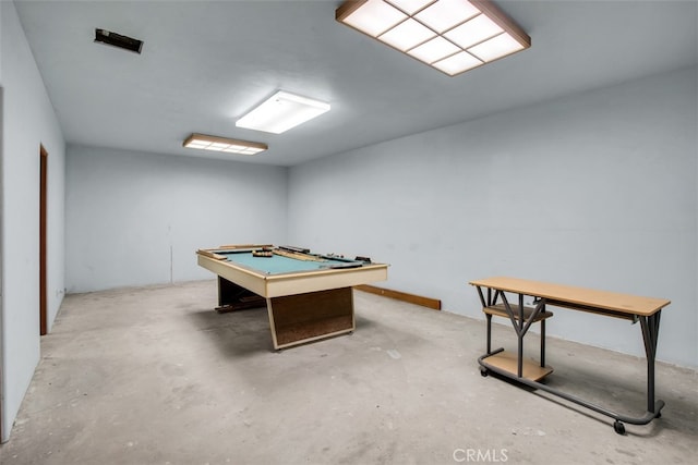 game room with concrete floors and billiards