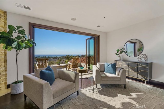 living area featuring hardwood / wood-style floors