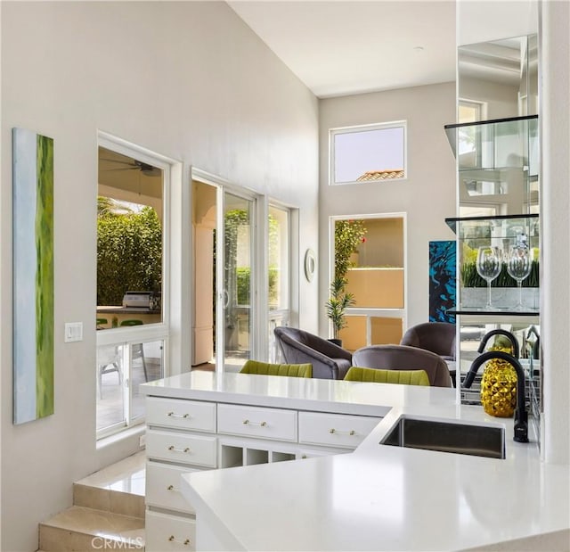 kitchen featuring white cabinets and sink