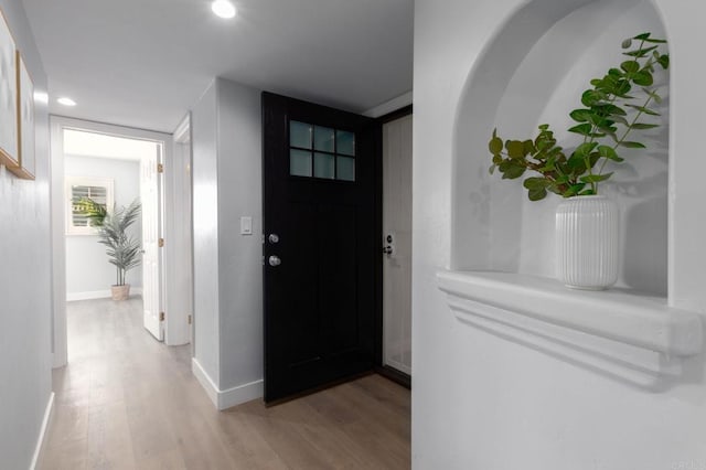 foyer featuring light wood-type flooring