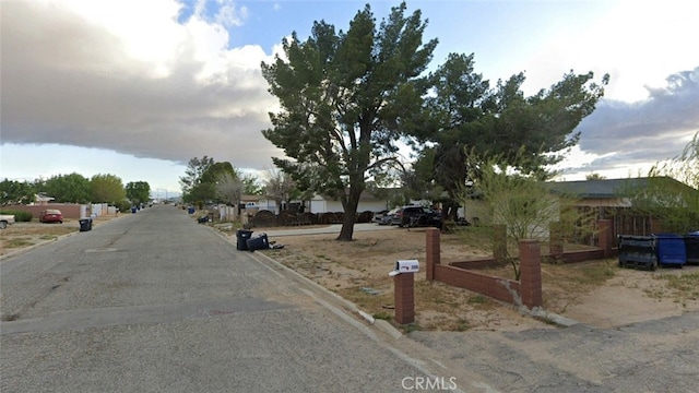 view of street with curbs