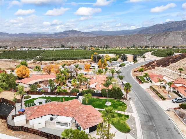 aerial view with a mountain view