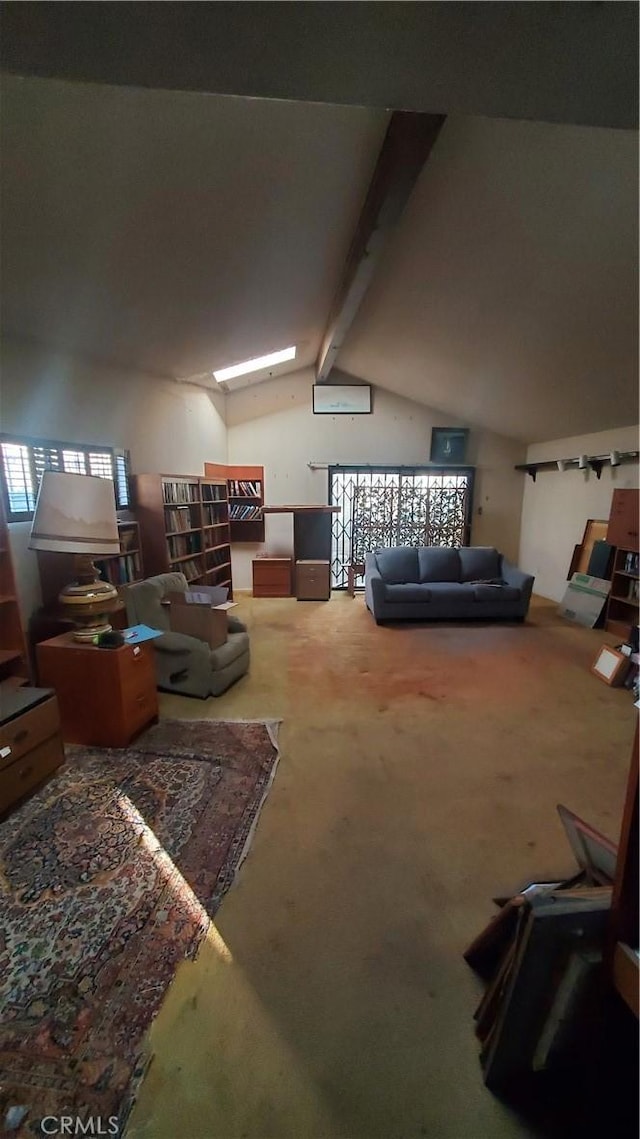 basement with carpet and an AC wall unit