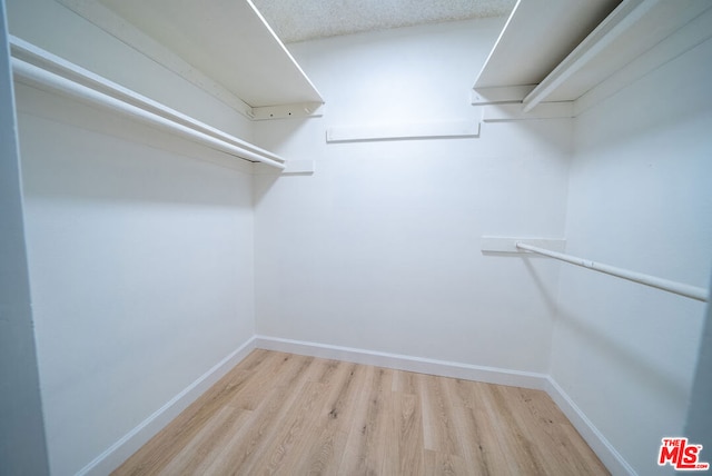 spacious closet with light hardwood / wood-style floors