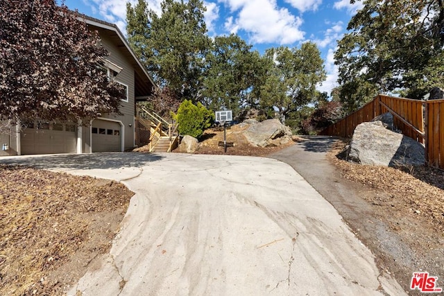 exterior space featuring a garage