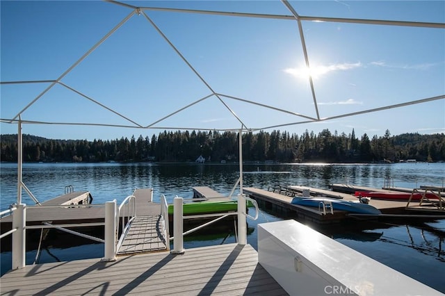 view of dock featuring a water view