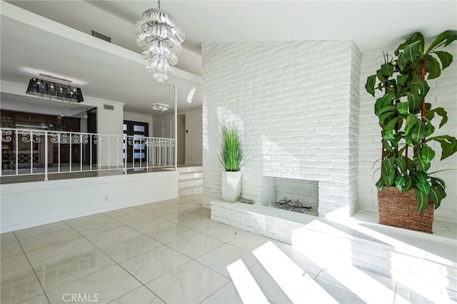 bathroom featuring a chandelier