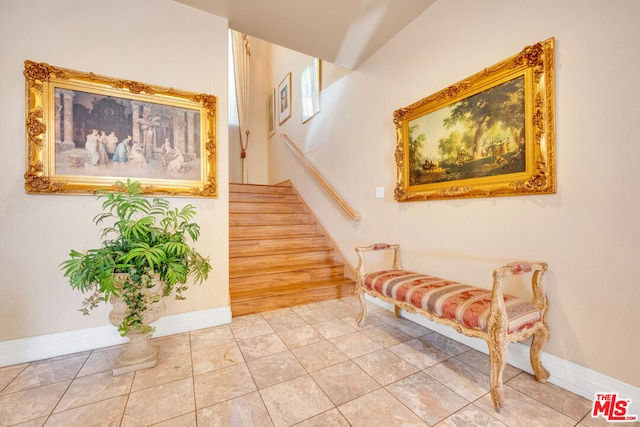 interior space featuring tile patterned flooring