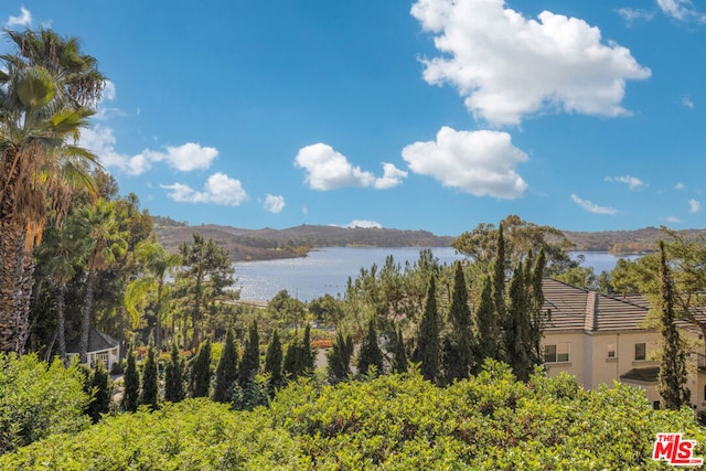 view of mountain feature with a water view