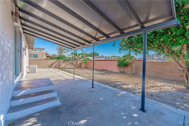 view of patio featuring central AC