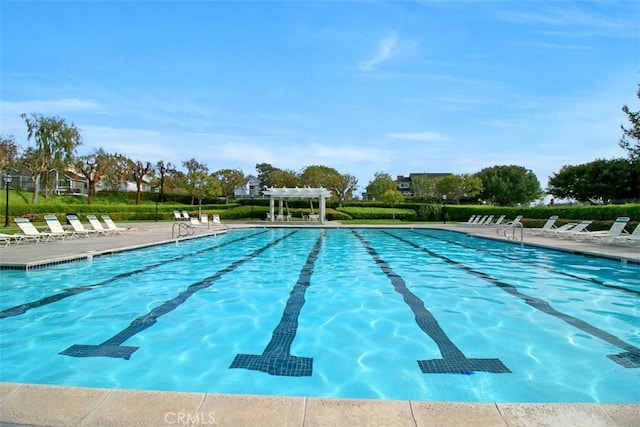 view of pool featuring a pergola