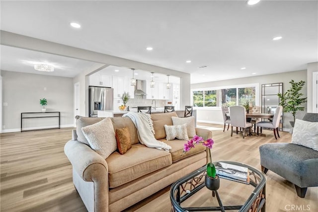 living room featuring light hardwood / wood-style floors