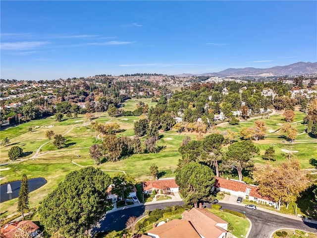 drone / aerial view featuring a mountain view