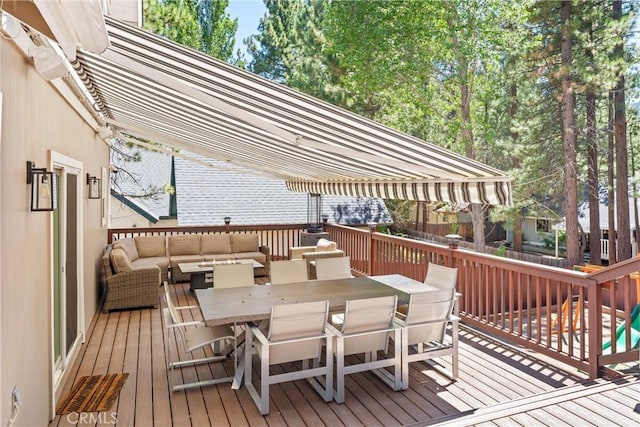 deck featuring an outdoor living space