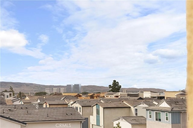 exterior space featuring a mountain view