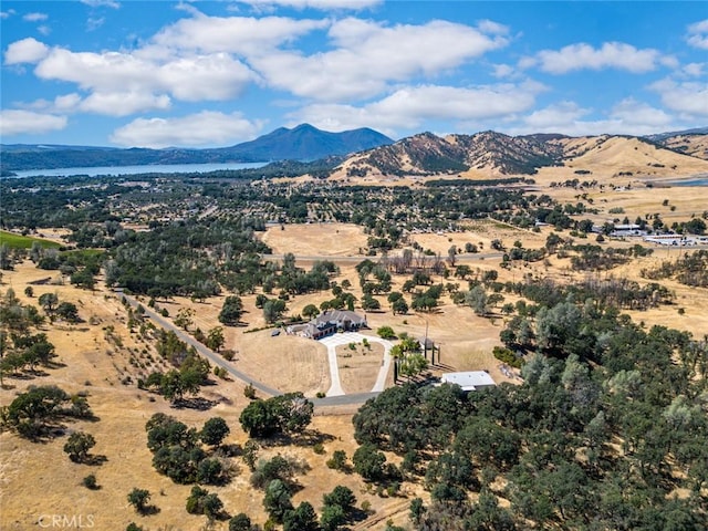 birds eye view of property featuring a mountain view