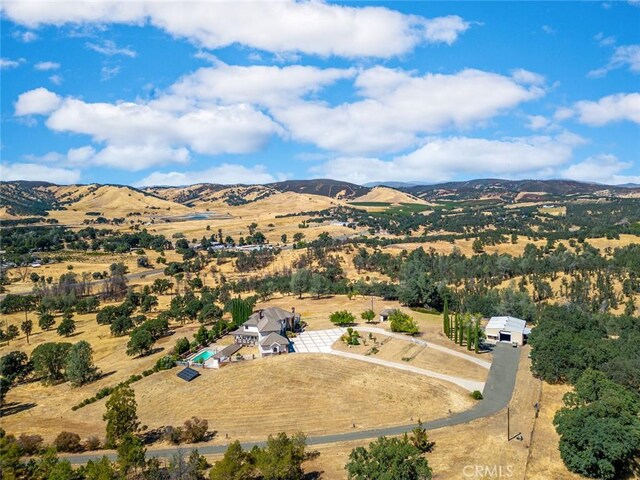 aerial view with a mountain view