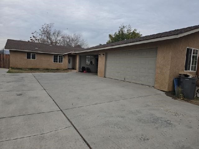 exterior space with a garage