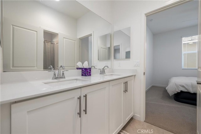 32879 Brunello Way, Temecula, CA 92591 - bathroom featuring double vanity, tile patterned floors, and ensuite bath