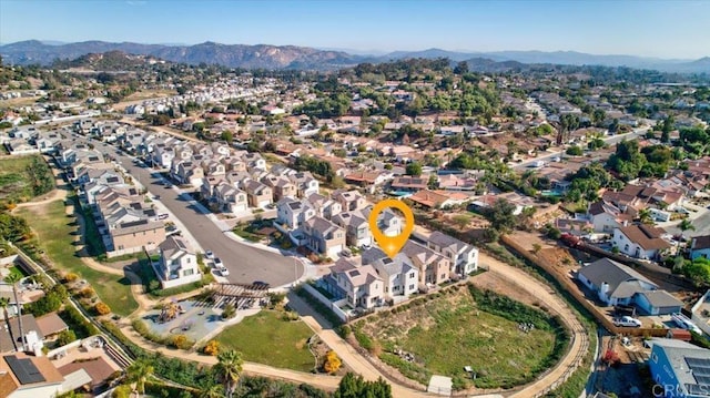 bird's eye view with a mountain view