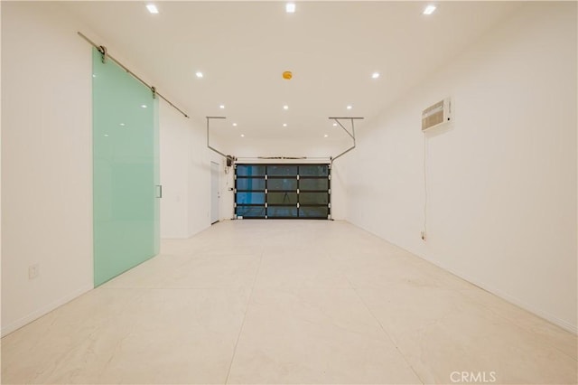 basement with an AC wall unit