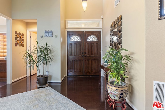 foyer featuring dark wood-type flooring