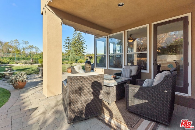 view of patio / terrace featuring an outdoor living space