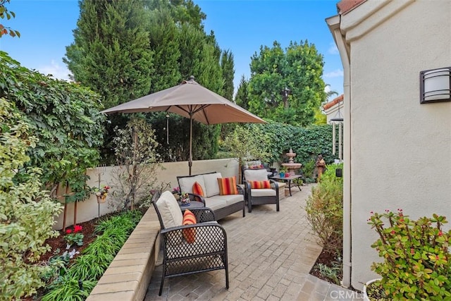 view of patio with an outdoor hangout area