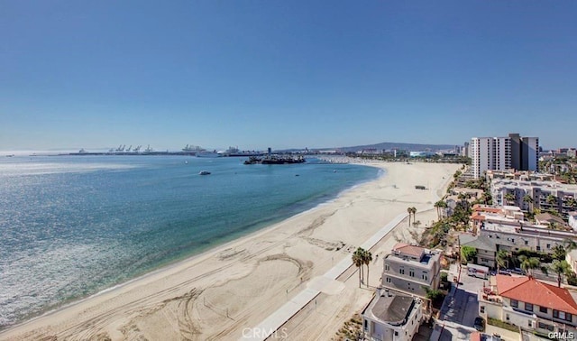 property view of water featuring a beach view