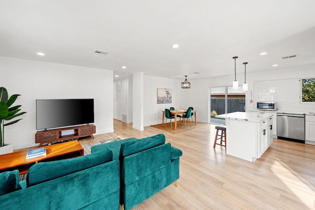 living room featuring light hardwood / wood-style flooring