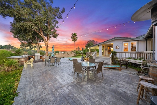 41026 Los Amantes Rd, Temecula, CA 92592 - view of patio featuring outdoor dining space and a wooden deck