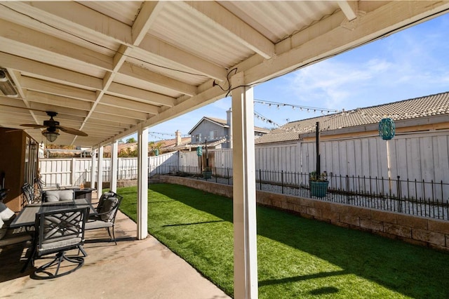 view of patio / terrace with ceiling fan