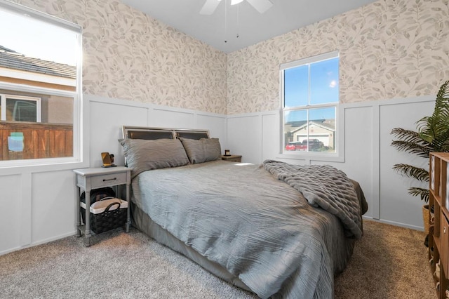 bedroom featuring carpet and ceiling fan