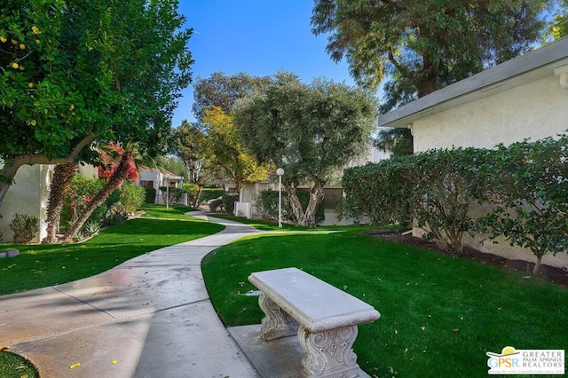 view of property's community featuring a yard