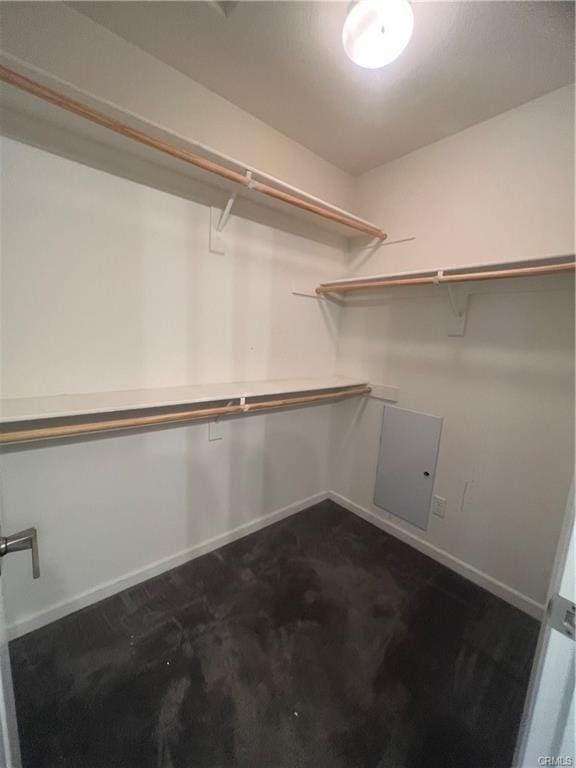 spacious closet with dark carpet