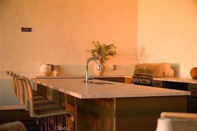 interior space featuring a kitchen bar and sink