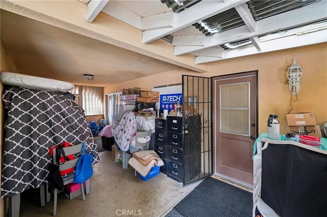 interior space featuring concrete floors