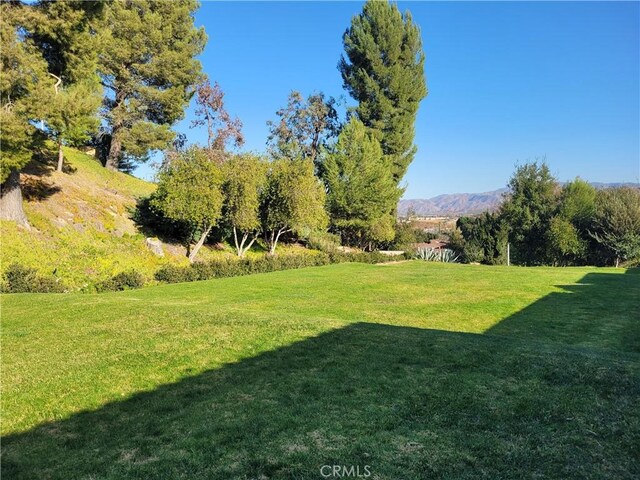 view of yard with a mountain view