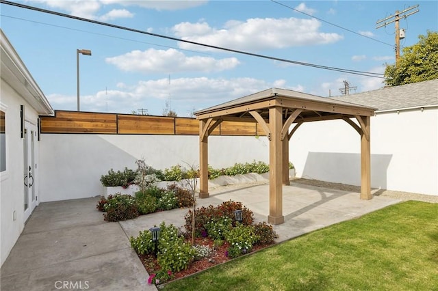 view of patio / terrace featuring a gazebo