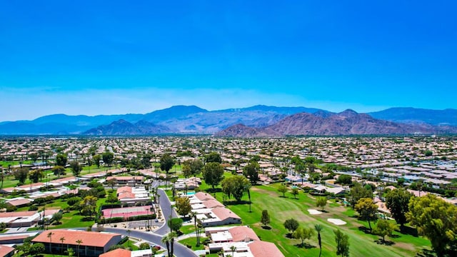 drone / aerial view featuring a mountain view