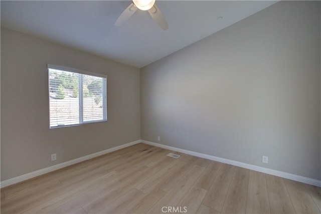 1592 Deer Canyon Rd, Arroyo Grande, CA 93420 - empty room featuring light wood finished floors, baseboards, a ceiling fan, and lofted ceiling