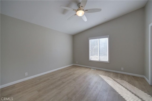 1592 Deer Canyon Rd, Arroyo Grande, CA 93420 - unfurnished room with lofted ceiling, light wood-type flooring, ceiling fan, and baseboards